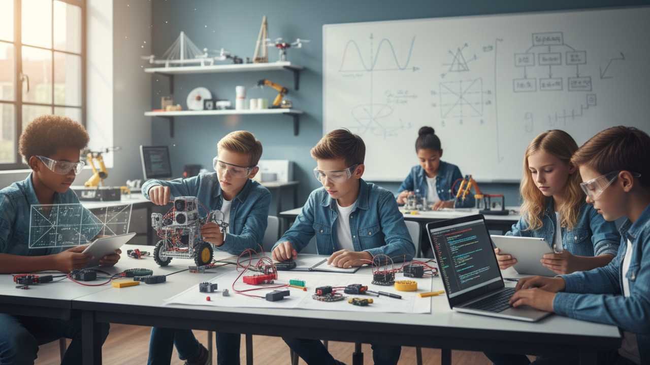 Using Hands-On STEM Projects to Teach Math, Physics, Coding, and Robotics Skills